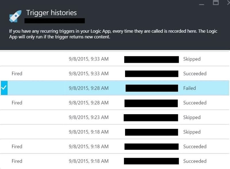 Logic App Trigger History with Failed Trigger
